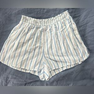 Aerie High Waist Blue and White Cotton Striped Shorts. Summer, Come Hither!